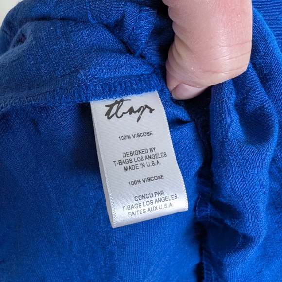 T-Bags Los Angeles Navy Maxi Dress Strapless Halter Long Floor Length Tiered - Picture 12 of 12